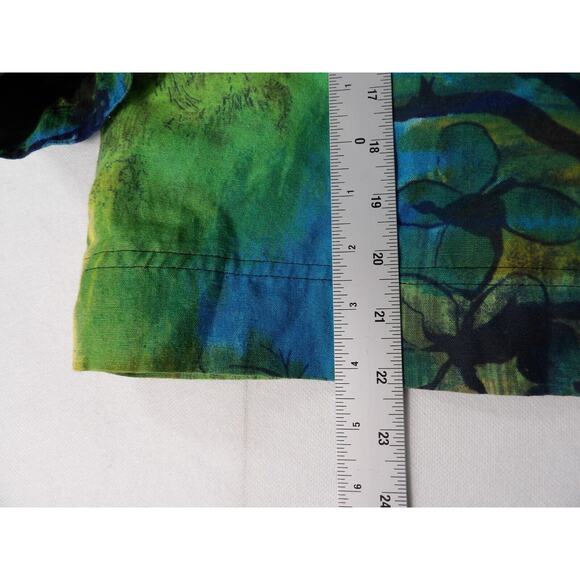 Kaktus USA Linen Top Blouse Button up Cheetah Animal Africa Trees Art to Wear Co - Picture 11 of 15